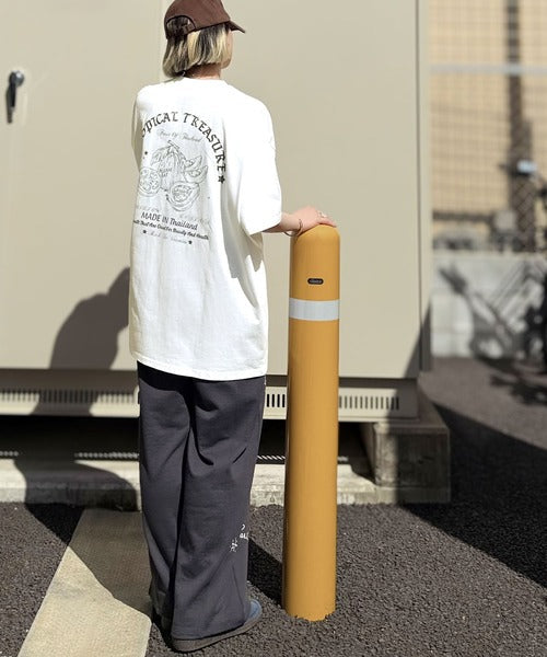 《JaVaジャバコラボ》周りと差がつくアート感。綿100％ タイ☆トロピカルフルーツ柄☆ビッグTシャツ jv1029128