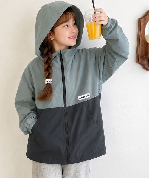 【キッズ】《JaVaジャバコラボ》親子お揃いできちゃう！季節の変わり目に嬉しい バイカラーナイロンジャケット jk1260081