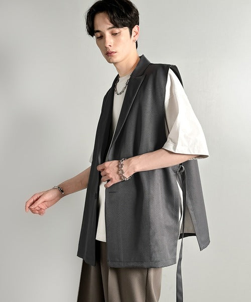 「日常をアップデート。」ピークドラペル仕様エレガントセミロングベスト／Peak Lapel Elegant Semi-Long Vest co1010009