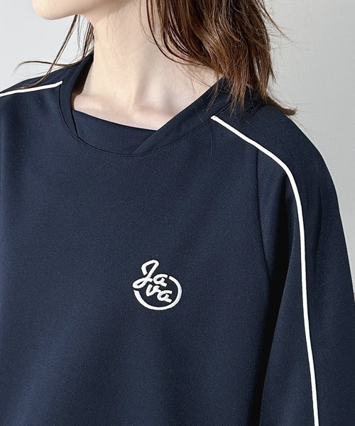 《Javaジャバコラボ》シンプルなのに格上げ。ライン入り胸刺繍サッカーTシャツ sp1010281