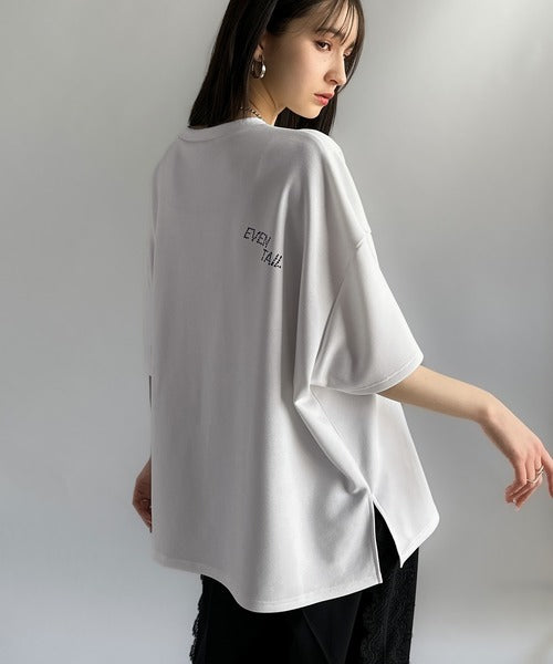 Logo Rhinestone Design Dolman Oversized Tee／ラインストーンロゴ使いドルマンオーバーサイズTシャツ co1010003