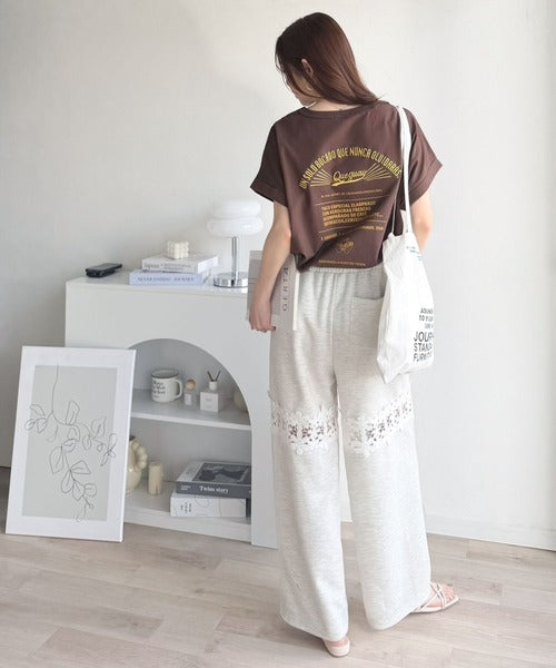 《JaVaジャバコラボ》背中で魅せる。バック刺繍フレンチスリーブTシャツ（半袖） jv1050358
