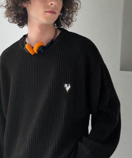 【Classical Origin】「究極スタンダード」畔編みオーバーサイズクルーネックセーター ／Oversized Ribbed Knit Crew Neck Sweater co0780012