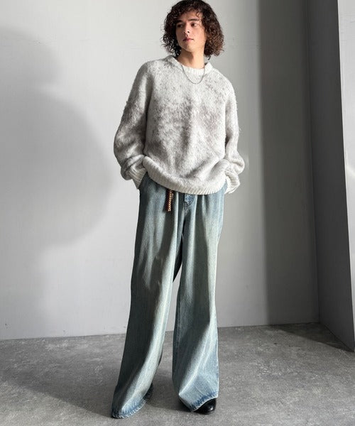 【Classical Origin】「まるで毛布。」モヘアライクシャギー素材クルーネックセーター／Mohair-Like Shaggy Knit Crew Neck Sweater co0780002