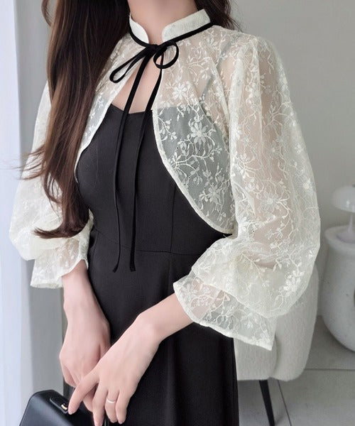 【mily bilet】オケージョンにも対応◎セットアイテムで華やかなレイヤードが完成♪ラメ刺繍ボレロ付きフレアシルエットワンピース mi1139127