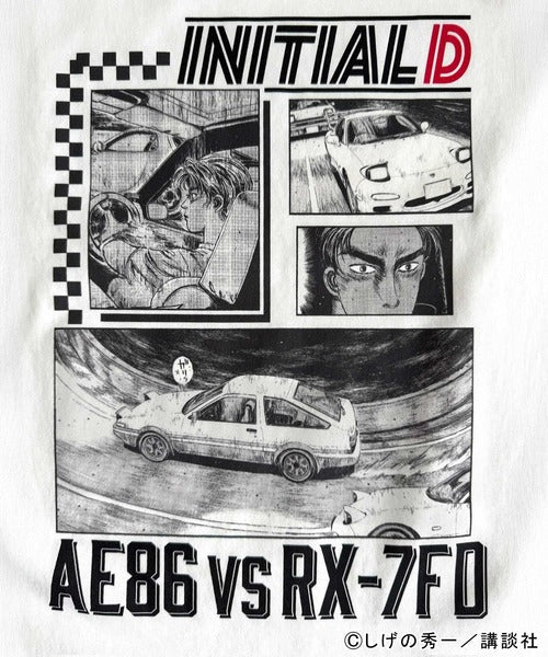 《頭文字D × JaVaコラボ》藤原拓海 vs 高橋兄弟 秋名バトルシーン グラフィック 半袖Tシャツ 【接触冷感・UVカット機能付き素材】 jo1150092