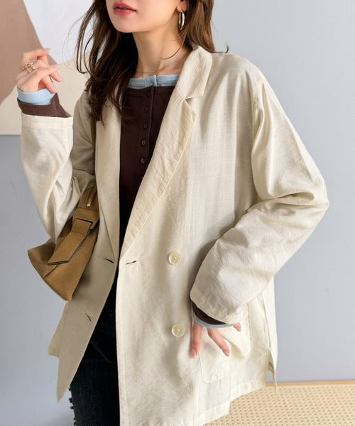 《marina×クラシカルエルフコラボ》【UVカット機能付き】余裕をまとう、さらり心地よい１枚。シアーダブルジャケット（長袖） ce1010616