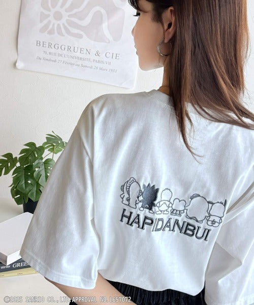 【Sanrio characters/サンリオキャラクターズ】人気キャラ大集合！はぴだんぶいバック刺繍ビッグTシャツ(半袖) ce1350004