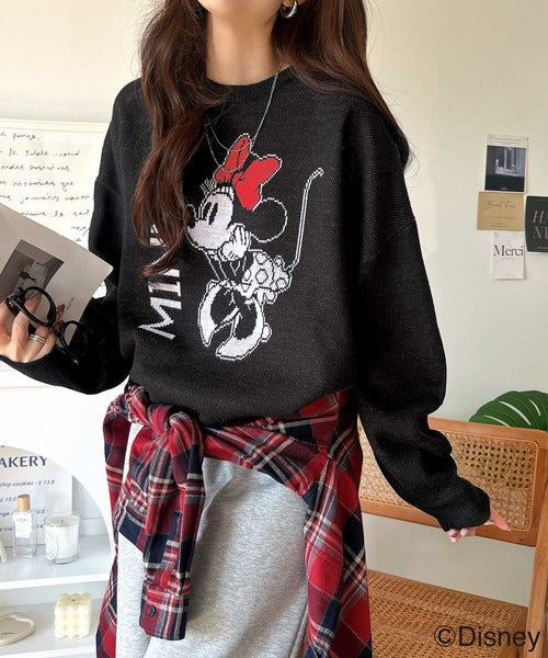 数量限定！存在感たっぷり、大人可愛い♪「ディズニー」「ミニー」ジャガードビッグシルエットニット ce1330065