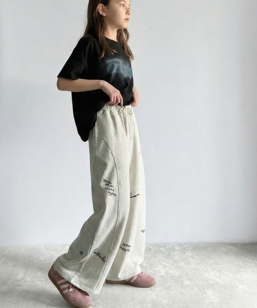 【キッズ】親子リンクコーデ可能◎さりげない刺繍で差がつく♪ランダム刺繍裏毛スウェットワイドパンツ ck1260423