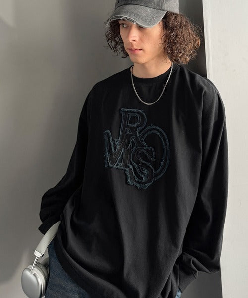 【Classical Origin】「一軍確定。」フリンジパッチワーク使いリラックスTシャツ／Fringe and Patchwork Relaxed T-Shirt co1320004