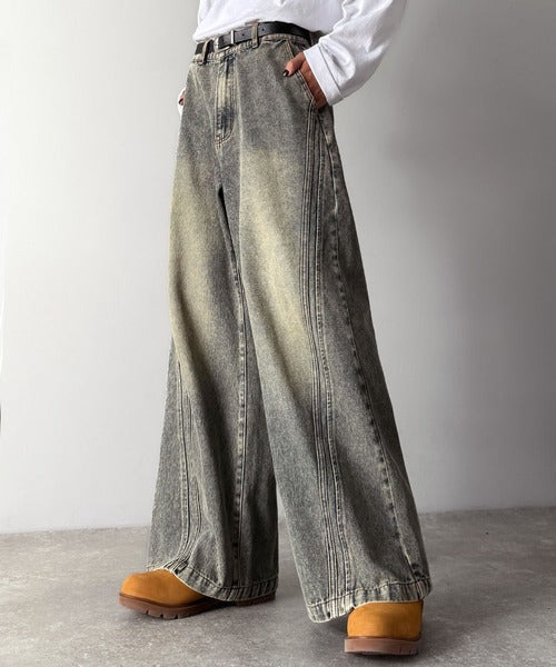 【Classical Origin】「二度見される。」サイドダブルカーブラインデニムパンツ／Side Double Curve Line Denim Pants co0900002