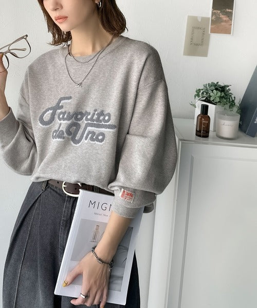 《JaVaジャバコラボ》後ろタックで作る旬シルエット♪サガラ刺繍風ロゴコクーンニット jv1050313