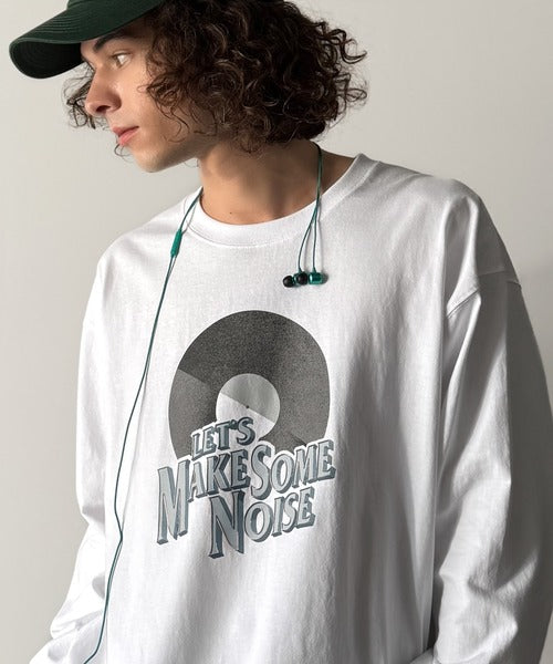 《JaVaジャバコラボ》「前後抜かりなし。」綿100%レコード盤レトロツアーロゴTシャツ（長袖） jo1150065