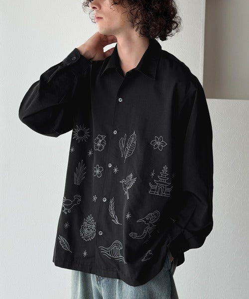 【Classical Origin】刺繍で魅せる存在感。オリジン刺繍キャンプカラーシャツ／Origin Embroidered Camp Collar Shirt co1150053