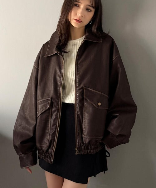 【Classical Origin】「Sランクアイテム。」ヴィンテージレザー中綿入りブルゾン／Vintage Leather Padded Blouson co1320001