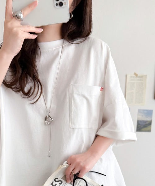 《JaVaジャバコラボ》大人のこなれ感漂う。 綿100％ビッグポケットオーバーサイズTシャツ（半袖） jv1260540