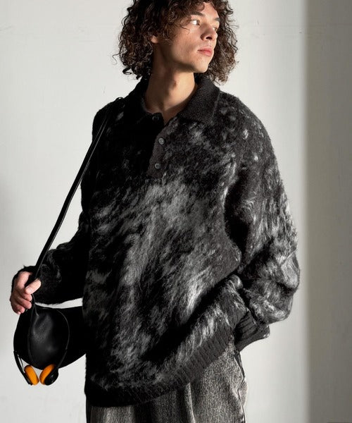 【Classical Origin】「まるで毛布。」モヘアライクシャギー素材ニットポロシャツ／Mohair-Like Shaggy Knit Polo Shirt co0780004