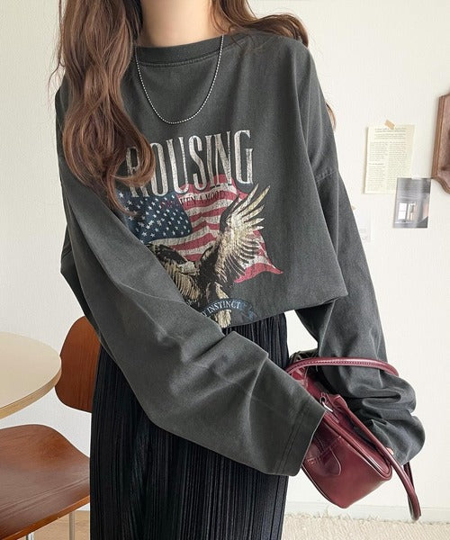 《Javaジャバコラボ》ゆるっとカジュアルに着こなす。綿100%ピグメント加工グラフィックプリントTシャツ＆ロンT(半袖)(長袖) jv1050148