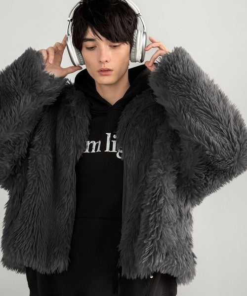 【Classical Origin】「一瞬で惹かれる。」シャギーファーショート裏配色ショートジャケット／Shaggy Faux Fur Short Jacket with Contrast Lining co1010037