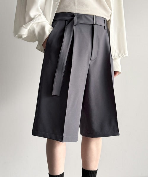 「涼やか上品。」ベルト付きルーズシルエットショートスラックス／Belted Design Loose Silhouette Short Slacks co1150020