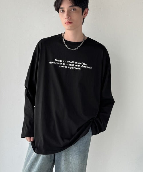 【classical origin】「シンプルが、いい」。綿100％シルケット風シンプル英字ロゴTシャツ（長袖）/ 100％ cotton simple English letters printed logo t-shirt ao1330056