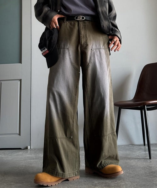 【Classical Origin】「無骨さを纏う。」綿100％ダック素材ダブルニーデザインパンツ／Duck Fabric Double Knee Detail Pants co1150058