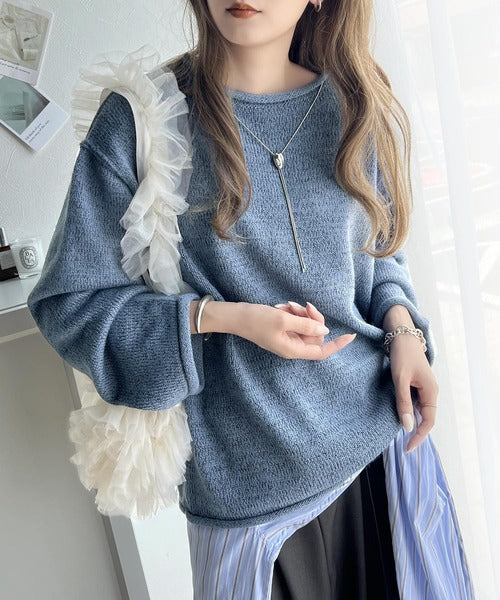 《Javaジャバコラボ》こなれシルエット。くるっとロールネックミックスカラーニット jv1260292