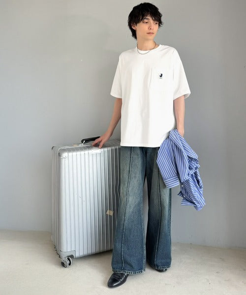 《JaVaジャバコラボ》【接触冷感・抗菌防臭機能付き】試して納得！胸ポケット付き ライトヘビーウェイト オーバーサイズTシャツ（半袖） jo1320020