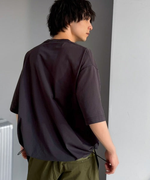 《JaVaジャバコラボ》【接触冷感・吸水速乾機能付き】便利なBIGポケット＆裾ドローコード付き！高機能マイクロメッシュTシャツ jo1150091