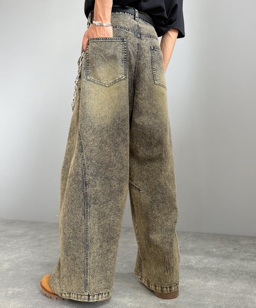 【Classical Origin】3D Tucked＆Darted Barrel-Leg Wide Denim／3Dタック＆ダーツデザインバレルレッグワイドデニム co1150057