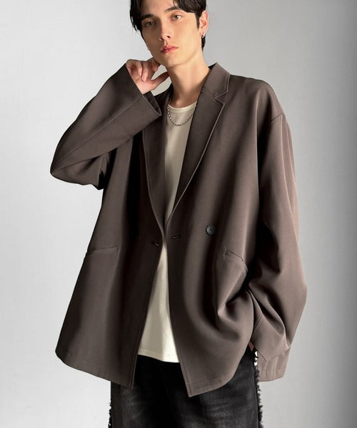 【Classical Origin】「大人の風格。」ダブルテーラードオーバーサイズジャケット/Double-breasted tailored oversized jacket ao1070184