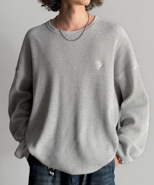 【Classical Origin】「ヘビーウェイト一択。」綿100％ワッフルクルーネックビッグTシャツ／Cotton 100% Waffle Crew Neck Big T-Shirt co0780014
