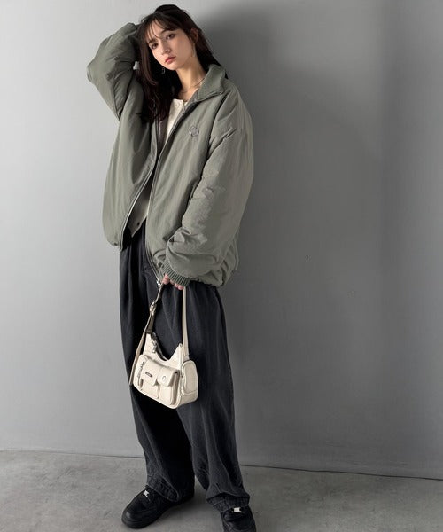 【Classical Origin】「防寒高機能。」リブハイネック中綿入りモンスターオーバージャケット／Ribbed High-Neck Padded Monster Oversized Jacket co1010036