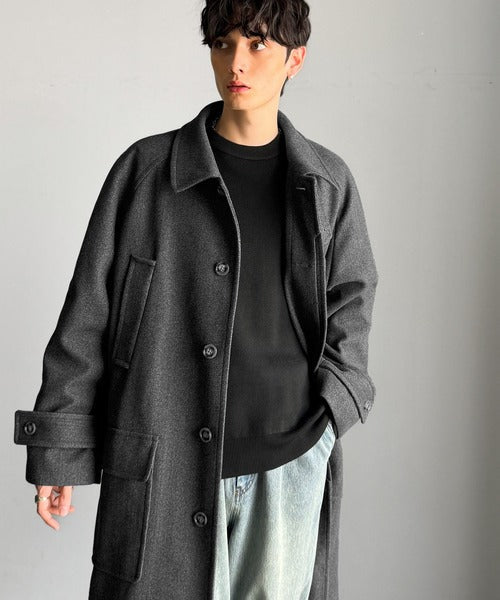 【Classical Origin】「上品さ、極まる」。ロング丈比翼2way衿ステンカラーコート／Long-length concealed 2way bal collar coat ao1265006
