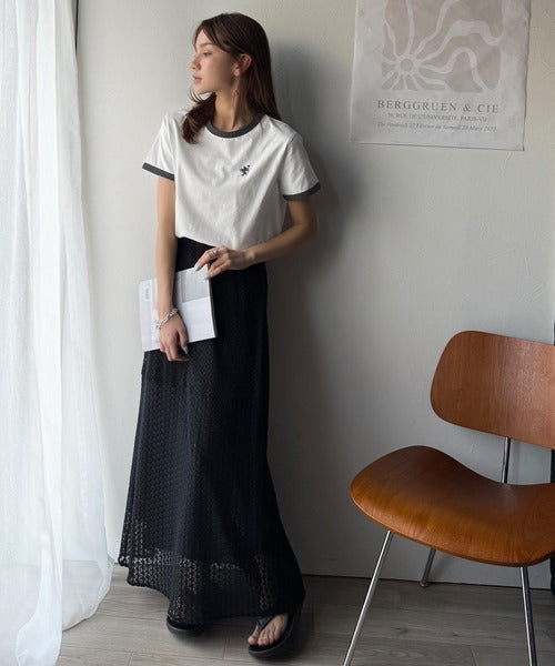 【sustaina+】デイリースタイルをアップデート。オーガニックコットン混 綿100％胸刺繍リンガーTシャツ ce1260400