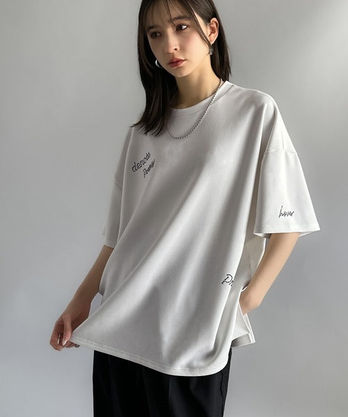 Logo Rhinestone Design Dolman Oversized Tee／ラインストーンロゴ使いドルマンオーバーサイズTシャツ co1010003