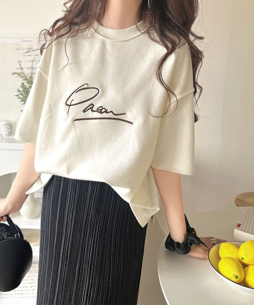 《JaVaジャバコラボ》大胆ロゴで魅せる。前後2way裏毛胸元PAEANロゴ半袖Tシャツ jv1260422