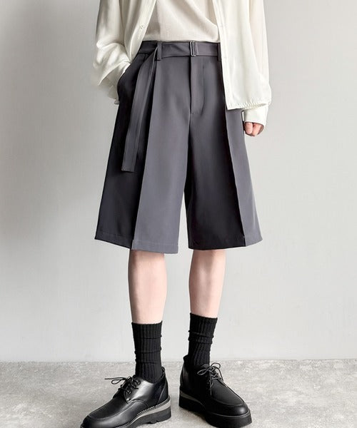 「涼やか上品。」ベルト付きルーズシルエットショートスラックス／Belted Design Loose Silhouette Short Slacks co1150020