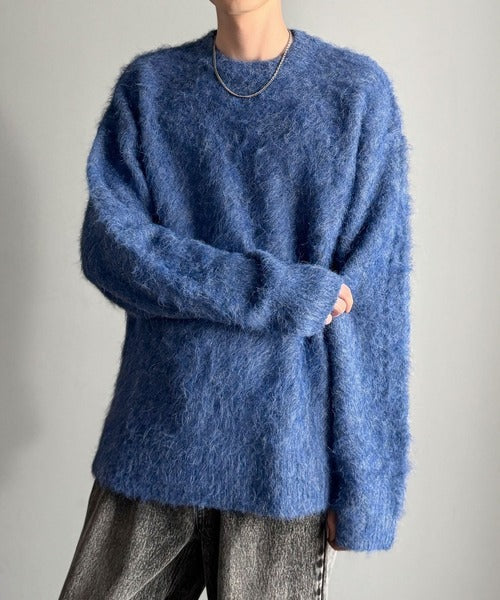 【Classical Origin】「深みのある1着。」ミックスシャギー素材クルーネックセーター／Mixed Shaggy Crew Neck Sweater co0780010
