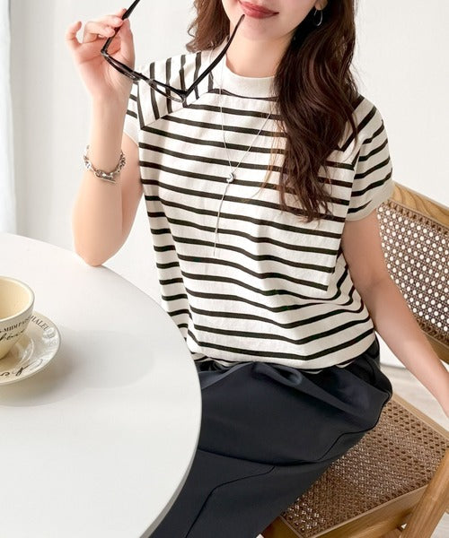 綿100%USAコットン。大人のモックネックフレンチラグラン裾ドロストシンプルTシャツ ce0780080