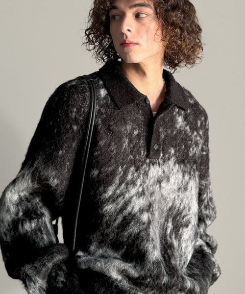 【Classical Origin】「まるで毛布。」モヘアライクシャギー素材ニットポロシャツ／Mohair-Like Shaggy Knit Polo Shirt co0780004