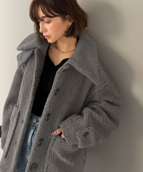 《JaVaジャバコラボ》纏う大人ボアが包み込む♪ボアショートブルゾン jv1265010
