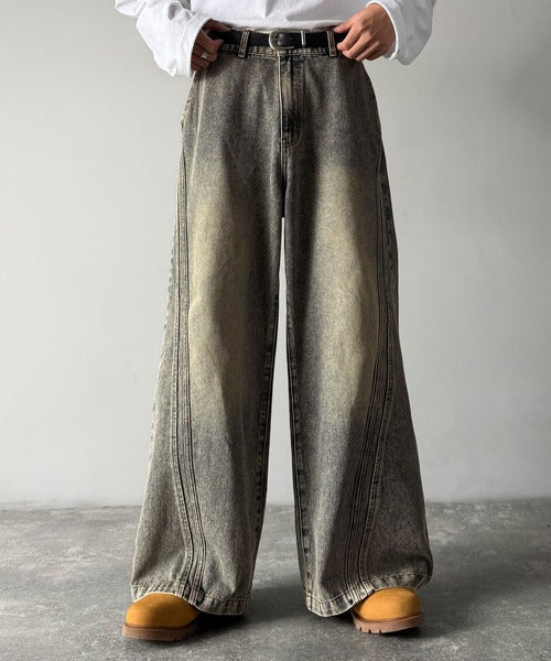 【Classical Origin】「二度見される。」サイドダブルカーブラインデニムパンツ／Side Double Curve Line Denim Pants co0900002