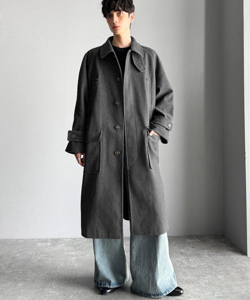【Classical Origin】「上品さ、極まる」。ロング丈比翼2way衿ステンカラーコート／Long-length concealed 2way bal collar coat ao1265006