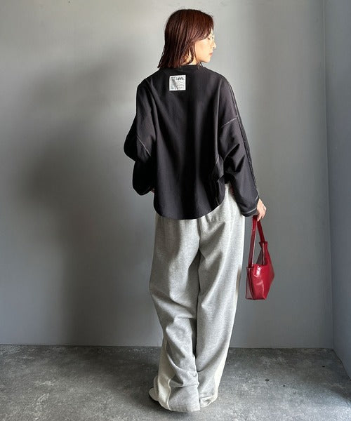《JaVaジャバコラボ》ゆるっと大人カジュアル。綿100％ドルマンスリーブカットロンTEE（長袖） jv1260489