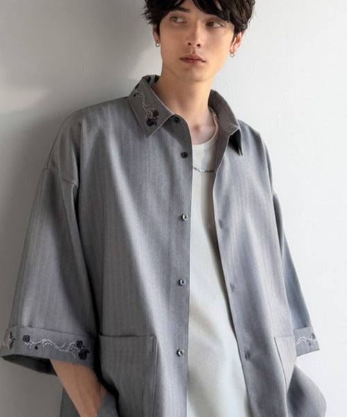 「魅せる服。」刺繍使いシャツジャケット/Embroidery Design Shirt Jacket co1010042