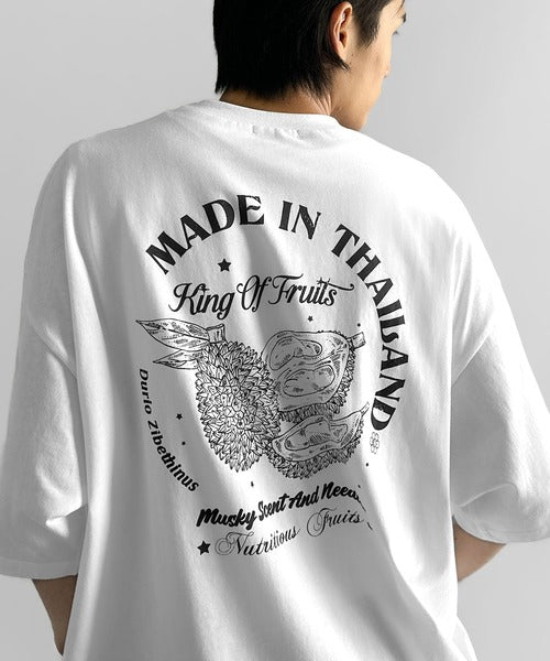 《JaVaジャバコラボ》周りと差がつくアート感。綿100％ タイ☆トロピカルフルーツ柄☆ビッグTシャツ jv1029128