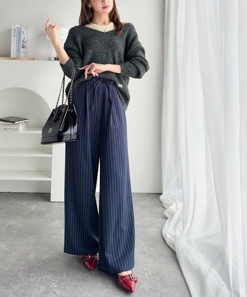 【mily bilet】洗練されたレイヤードスタイル！プレート使い異素材ニットレイヤードオフショル見せアンサンブルニット mi1029143