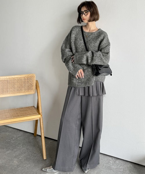 《JaVaジャバコラボ》秋冬の鉄板。日常にふわふわな彩りを。クルーネックミックスカラー糸ニット（長袖） jv1020308